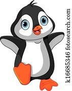 caricatura, bebê, pingüim