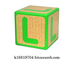 carta l, ligado, childrens, alfabeto, block.