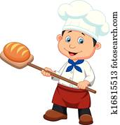 Cartoon a baker with bread Cartoon a baker with bread