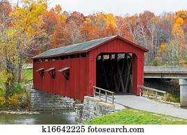 Cataract Covered Bridge and Fall Foliage Cataract Covered Bridge and Fall Foliage