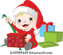 Christmas baby open gift Christmas baby open gift