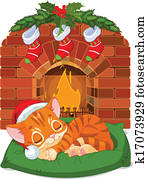 Christmas Kitten Sleeping
