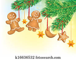 Christmas tree decorated with Christmas cookies Christmas tree decorated with Christmas cookies