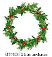 Stock Illustration of holly wreath jed0016 - Search Clip Art, Drawings, Fine Art Prints