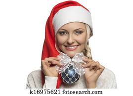 close-up portrait of smiling christmas woman