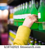 closeup, auswahl, von, waren, in, dass, supermarkt