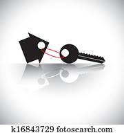 concept vector of buying house - key chain with home icon. The graphic also represents property investment, asset protection, gifting property, real-estate business deals, etc