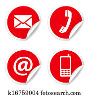 Contact Us Icons On Red Stickers Contact Us Icons On Red Stickers