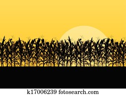 Corn field detailed countryside landscape illustration background vector Corn field detailed countryside landscape illustration background vector