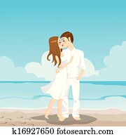 Couple Kissing On Beach