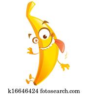 Crazy cartoon yellow banana fruit character go bananas Crazy cartoon yellow banana fruit character go bananas