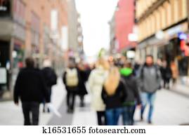 Crowd of shopping people in the city