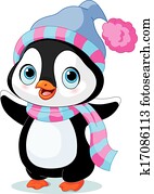 cute, inverno, pingüim