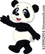 Cute panda cartoon waving hand Cute panda cartoon waving hand