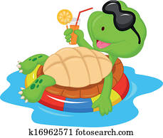 Cute turtle cartoon on inflatable r Cute turtle cartoon on inflatable r
