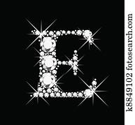 *e*, מכתב, עם, יהלומים