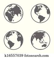 Earth Globe Emblem. Icon Set. Vector Earth Globe Emblem. Icon Set. Vector