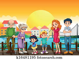 ei, familie, ved, det, havn