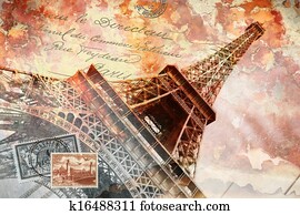 Eiffel tower Paris, abstract art Eiffel tower Paris, abstract art