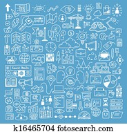 empresa / negocio, y, sitio web, desarrollo, doodles, elementos