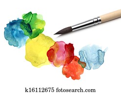 escova, e, bstract, círculo, pintura aquarela