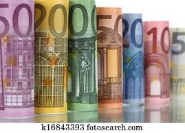 Euro notes with reflection