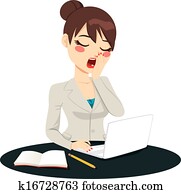 Exhausted Businesswoman Yawning