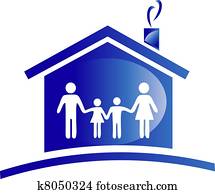 familie, og, hus ikon, logo