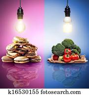 food concept shot with contrasting food