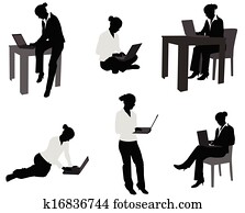 frau, arbeiten, sie, laptop