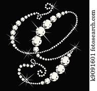 *g*, כתב משופע, מכתב, עם, יהלומים