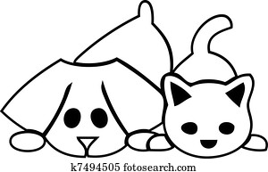 gato, e, cão, filhotes cachorro, logotipo