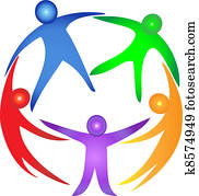 gemeinschaftsarbeit, in, a, umarmung