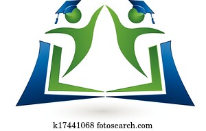 gemeinschaftsarbeit, studenten, mit, buch, logo gemeinschaftsarbeit, studenten, mit, buch, logo
