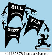 geschäftsmann, euch, angriff, per, steuer, schuld, banknote