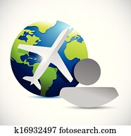 Vector airplane flight paths over earth globe Clip Art ...