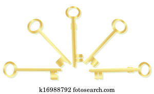 Gold key set vector background concept
