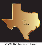 Gold texas state map Gold texas state map