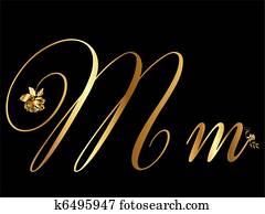 Gold vector letter M Gold vector letter M