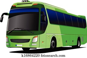 Green tourist bus. Coach. Vector il Green tourist bus. Coach. Vector il