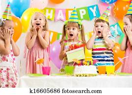 group of kids at birthday party group of kids at birthday party