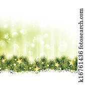 gräns, av, gran, ris, med, gyllene, sta