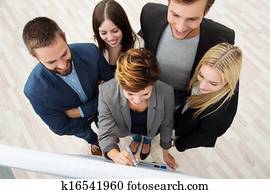 handel team, hebben, een, vergadering