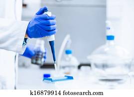 Hands of a researcher  in a lab