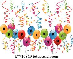 Happy birthday party with balloons Happy birthday party with balloons