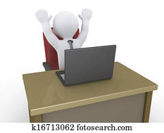 Happy businessman with laptop