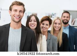 Happy motivated business team Happy motivated business team