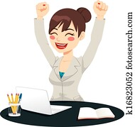 Happy Successful Woman Celebrating Happy Successful Woman Celebrating