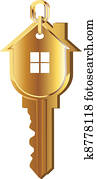 haus- schlüssel, gold, logo haus- schlüssel, gold, logo