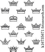 Heraldic king and queen crowns set Heraldic king and queen crowns set